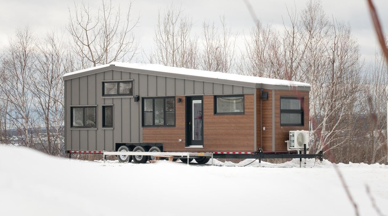 Tiny RV Mobile House with Downstairs Bedroom, Loft, Full Kitchen & Bathroom - Family-Friendly Design with Upraised Living Area, Cedar/Steel Exterior, Double-Pitched Roof - Perfect for Full-Ti - WoodArtSupply