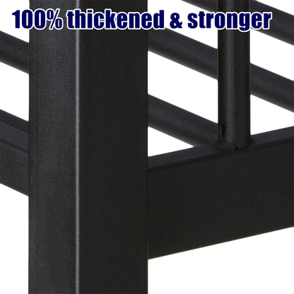 TSAMPA Latest Upgraded & Stronger Heavy Duty Black Metal Bunk Bed Frame Full XL Over Queen Size, Thickened Safer More Stable Bunkbed Bunk Queen Bed (Easier to Assemble) (Full XL Over Queen)