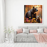 MOMDEDP Bear Diamond Art Kits for Adults,DIY 5D Forest Diamond Painting Kits for Beginners, Round Full Drill Diamond Dots Paintings,Diamonds Pictures Gem Art for Adults Crafts Home Decor 12x12inch MOMDEDP