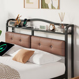 UOMEUR Twin Bed Frame With Headboard & Charging Station - Black Metal Single Bed for Kids, Toddler, Boys, Girls, Adult - No Box Spring Needed, Easy Assembly, Noise Free UOMEUR