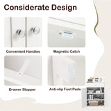 Tangkula Bathroom Storage Cabinet, Freestanding Floor Organizer w/ 2 Doors, 1 Drawer & 1 Adjustable Shelf, Modern Home Bathroom Furniture for Living Room Entryway Kitchen (Cabinet & Drawer, White) Tangkula