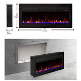 Panana Electric Fireplace Heater Wall Mounted, 50 inch Wide Recessed Electric Fireplace, 1400W, 8H Timer, 20 Color Flame, Remote Control, Log Set & Crystal Panana