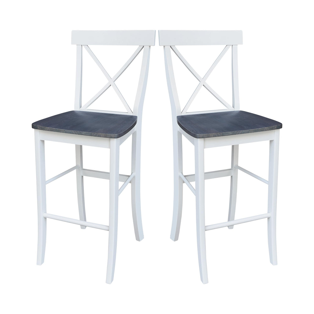 IC International Concepts X-Back BarHeight Stool-30 Seat Height Stool, 30 Inches, White/Heather Gray IC International Concepts