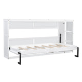 RuiSiSi Horizontal Murphy Bed Twin with Storage, Hideaway Wall Bed with Bookcase, can be Folded into a Cabinet, Twin Murphy Bed Cabinet Space-Saving for Guest Room Bedroom Office, White RuiSiSi