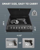 ZCF Mate Gun Safe for Handgun – Upgraded 0.1 Seconds Quick Access Pistol Safe with Fingerprint, Keypad & Backup Key, Silent Mode, Portable Firearm Lock Box for Bedside, Nightstand, Car, Home ZCF mate