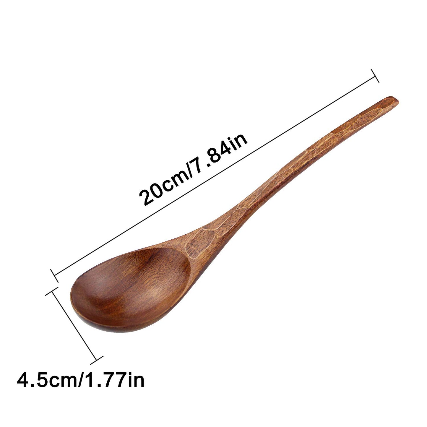 Soup Spoons,AOOSY Wooden Soup Spoons, 6 Pieces 7.84 inches Japanese Ramen Spoons Round Nanmu Wood Long Handle Rice Dessert Cooking Tasting Dinner Table Spoon for Kitchen Restaurant