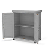 Outdoor Potting Bench Table with Storage Cabinet & Metal Tabletop 36" Tall Cedar Wood Garden Workstation for Patio, Balcony, Porch, Grey cattino