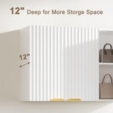 ChooChoo 3-Door Bathroom Wall Cabinet, Fluted Kitchen Wall Cabinet with Adjustable Shelf, Wall Mounted Storage Cupboard for Bathroom, Laundry Room, Entryway, Garage, White ChooChoo