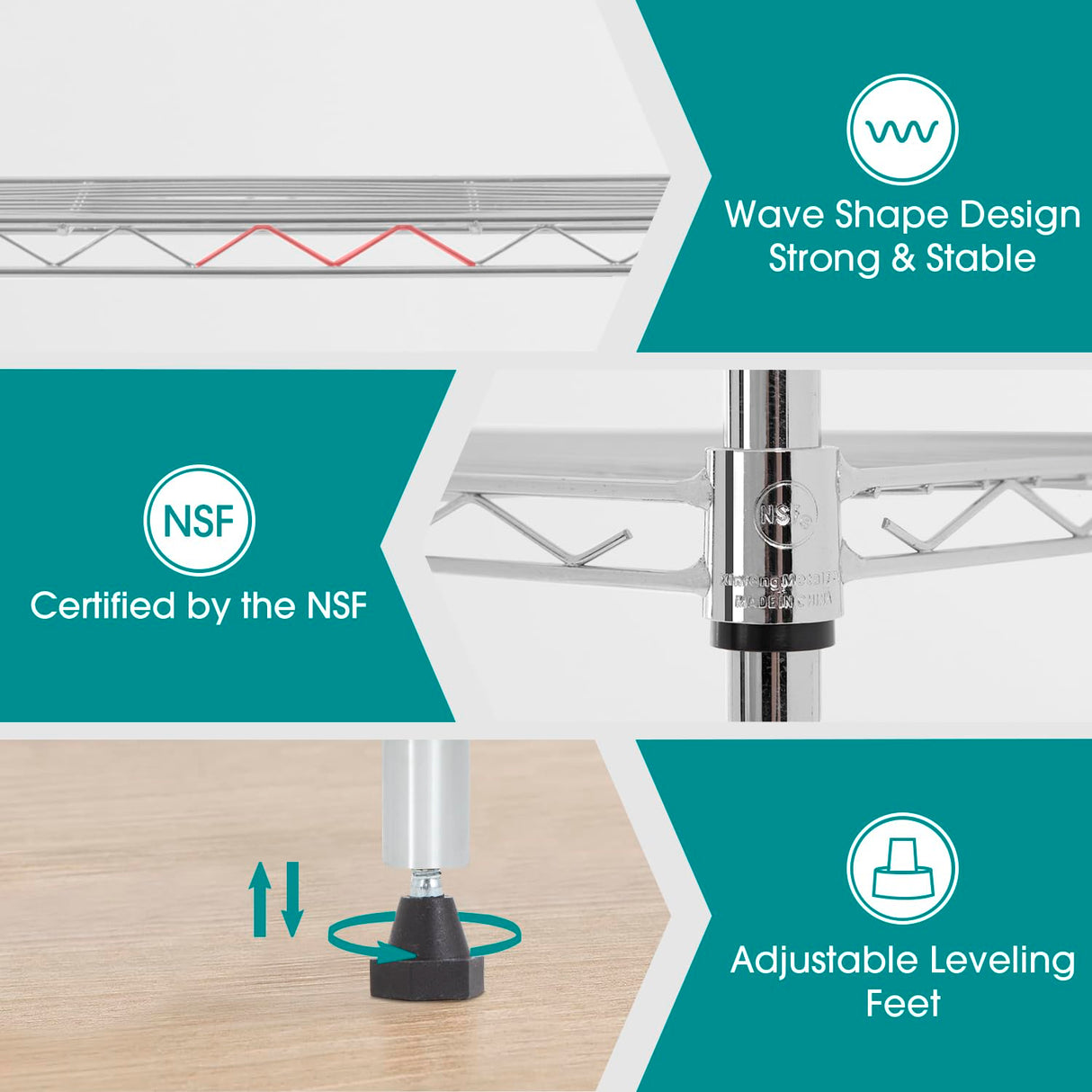 PayLessHere | 6-Tier Wire Shelf | 23"x13"x59" | Chrome | Adjustable Racks | Heavy-Duty Storage Shelves, Holds Upto 1500 lbs | Rust-Resistant, No-Tool Assembly | for Home, Garage Shelving PayLessHere