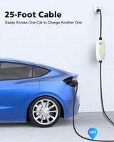 EVDANCE Level 1 Charger for Tesla - 16A 110V-240V Mobile Charger Connector for Tesla with 25 FT Charging Cable, Portable Home Charger Compatible with Tesla Models X/Y/3/S, NEMA 6-20 & 5-15 Plug(White) EVDANCE