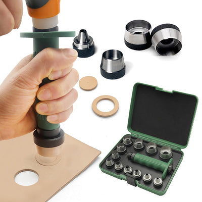 SENROG 12 in 1 Hole Punch Set, Hollow Punch Set for Leather, Gasket Hole Punch Set, Rubber Hollow Hole Punch Set, Plastic Sheet Gasket Punch Set, 3/16'' to 1-1/4'' Hole Punch Kit with Handle