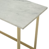 Walker Edison Modern Glam Faux Top Laptop Writing Desk Home Office Workstation Small, 42"L x 20"W x 30"H, Marble/Gold Walker Edison