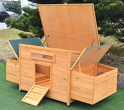Omitree New 69" Wood Hen Chicken Duck Poultry Hutch House Coop Cage with 4 Nesting Boxes