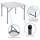 ZenStyle 3 ft Indoor Outdoor Heavy Duty Portable Plastic Folding Table, Square Card Table Utility Desk Game Table for Puzzles Crafting Picnic Camping Dining Party, White ZenStyle