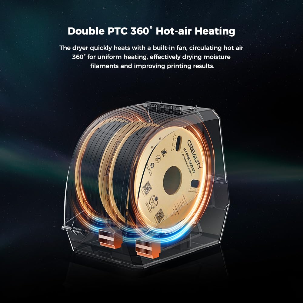 2024 CREALITY Official Space Pi Filament Dryer Plus, Dual-Spool Filament Dryer Box for 3D Printing with PTC Heater, 360° Fast Heating, 4'' LCD Touch Screen, One Key Set, Compatible with PLA PETG ABS Creality