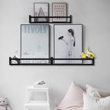 AZSKY Classic Nursery Book Shelves Black Wooden Floating Shelves Wall Bookshelf for Bathroom Decor Kitchen Spice Rack Organizer Kids Room 24 Inch Set of 3 AZSKY