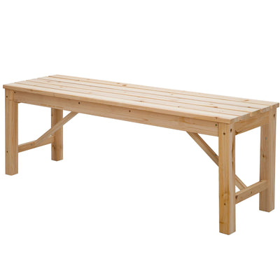 Outdoor Wood Bench Indoor Backless Porch Rustic Square Fir Log Solid Wood Fire Pit Bench for Patio Garden Deck and Backyard, 55" W×15.7" D×17.7" H, Natural