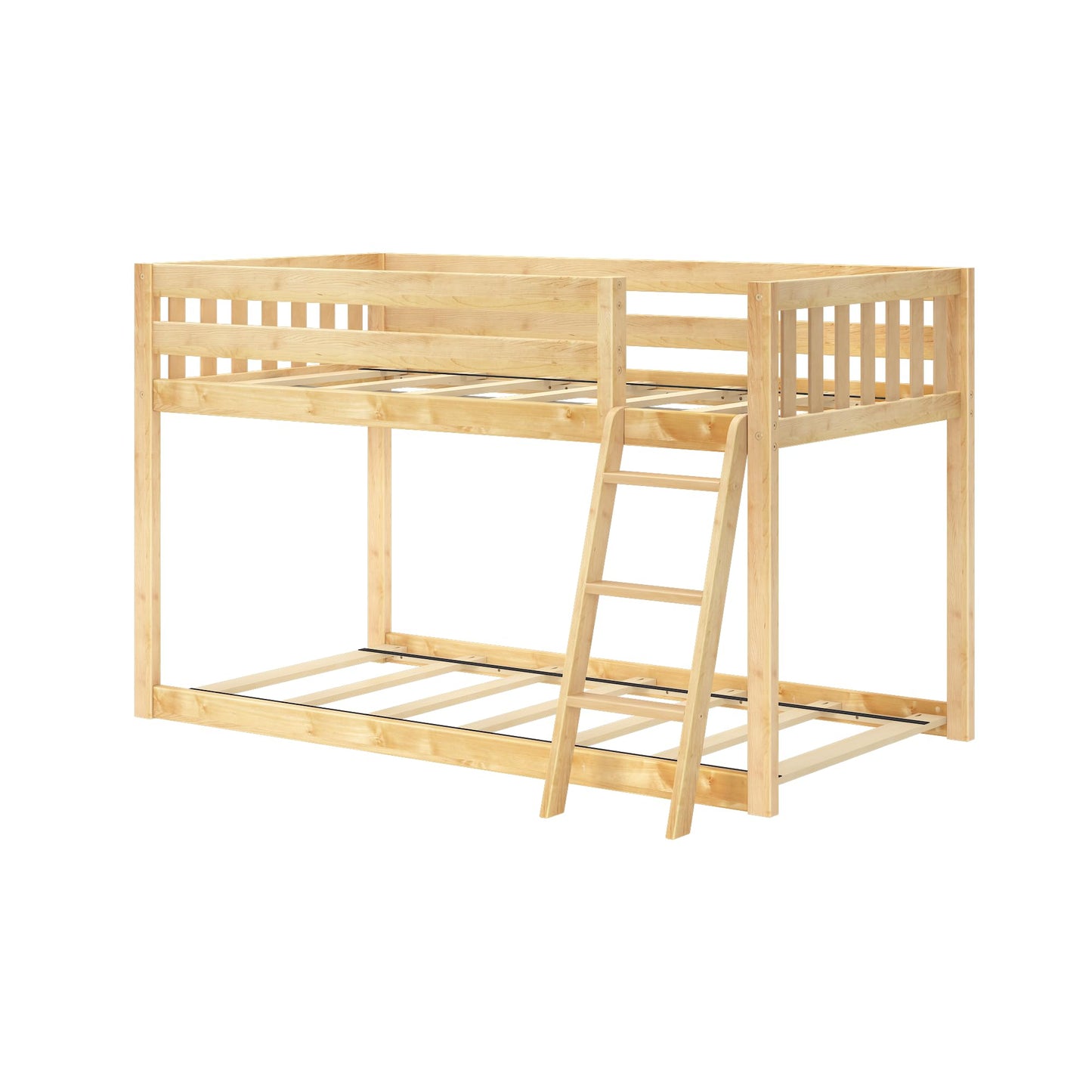 Max & Lily Fundamental Twin Low Bunk Bed - Solid Wood Kids Bed Frame with High Safety Features - WoodArtSupply