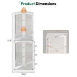 Lamtor 72" Corner Display Cabinet with Glass Doors, 6-Tier Showcase Curio Cabinet for Collectibles with Dynamic LED Lights, Modern Display Case for Living Room, White Lamtor