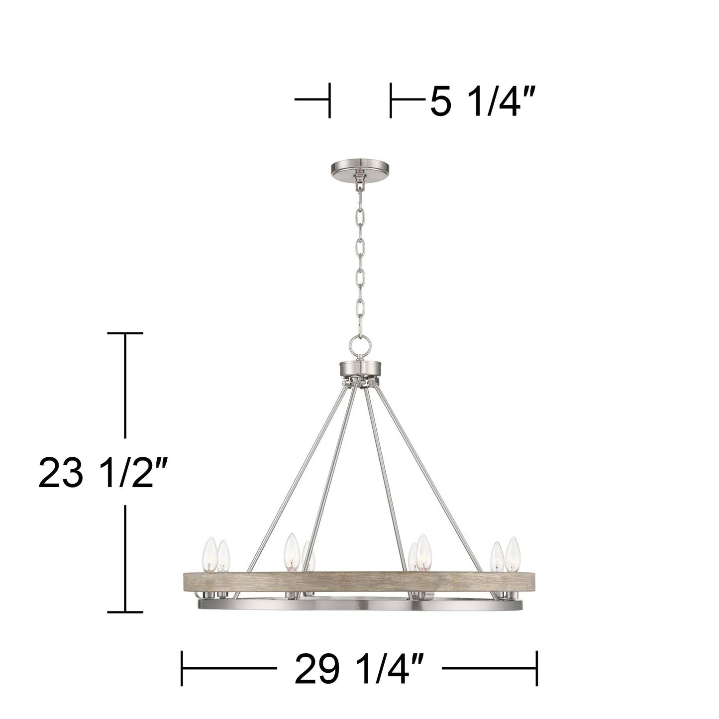 Possini Euro Design Lora Brushed Nickel Graywood Wagon Wheel Chandelier Lighting 29 1/4" Wide Farmhouse Rustic 8-Light Fixture for Dining Room Living House Home Kitchen Island Entryway Bedroom