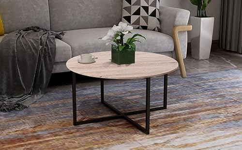 Round Coffee Table Sofa Table Kitchen Dining Tables Modern Leisure Tea Table Office Conference Pedestal Desk White HOMERECOMMEND