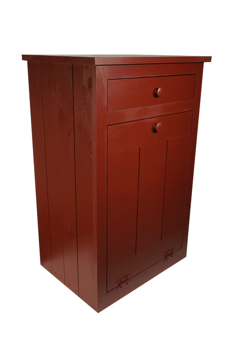 DutchCrafters 34" Solid Pine Wood Soft Close Tilt Out Trash Can Recycle Bin with Drawer, 9 Gallon/36 Quart - Amish Made in USA (Cranberry Red) DutchCrafters
