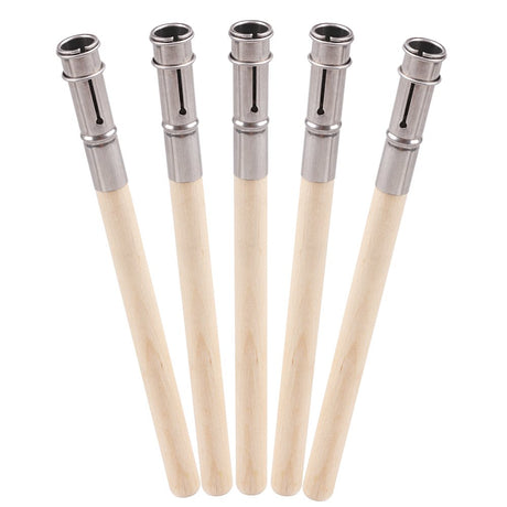 GTHER 5PCS Wooden Pencil Extender, Adjustable Art Pencil Lengthener, Holder with Aluminum Handle for Colored Pencils & Crayons GTHER