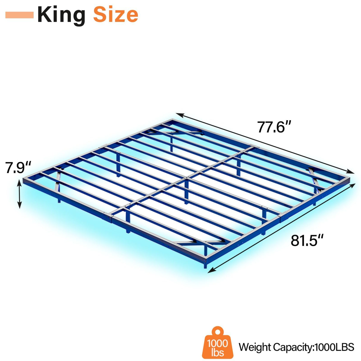HOMBCK King Size Floating Bed Frame with LED Lights and Heavy Duty Steel Construction HOMBCK