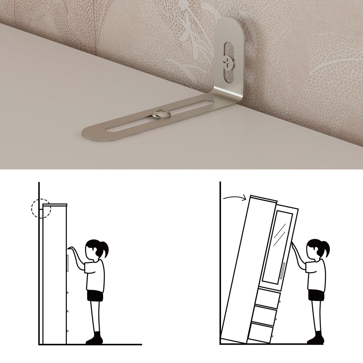 Hitow Wardrobe Armoire Closet with Glass Doors, 63.3" W Wardrobe Storage Cabinet with 3 Drawers & Hanging Rod, Wardrobe Armoire Dresser for Bedroom Clothing Organizer, White Hitow