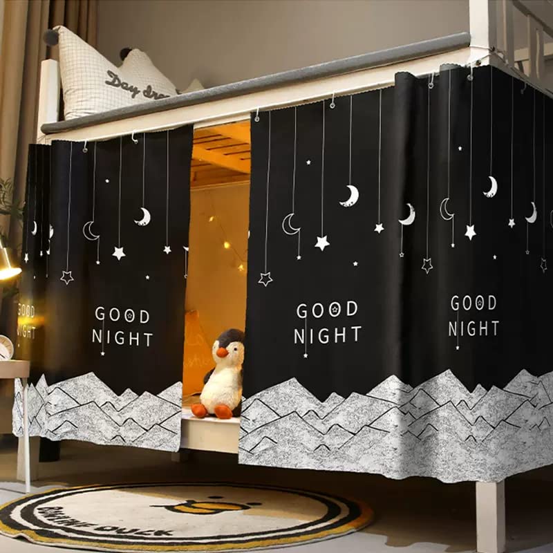 SIQITECHNO 2 Pieces Upper/Bottom Bunk Bed Curtains Dorm Home Blackout Privacy Bed Cloth Curtain Shading Breathable Dustproof Bed Canopy with Rope and Buckles for Kids Teen Loft Bed Single Sleeper SIQITECHNO