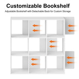 Sweetcrispy 9 Cube Storage Organizer - Open Cube Bookshelf with 5 Removable Back Panels, Display Storage Bookcase for Living Room, Bedroom, Entrance Hall, Home Office，36" L×11.6" W×36" H, White Sweetcrispy
