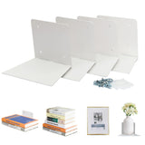 STORAGE MANIAC Floating Book Shelves for Wall Mounted Invisible Floating Bookshelves Heavy-Duty Steel Hidden Bookshelf Hanging Bookshelves for Bedroom Living Room Office, White 4-Pack Large STORAGE MANIAC
