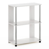 Furinno Jaya 3-Tier Bookcase with Stainless Steel Tubes in White Oak Furinno