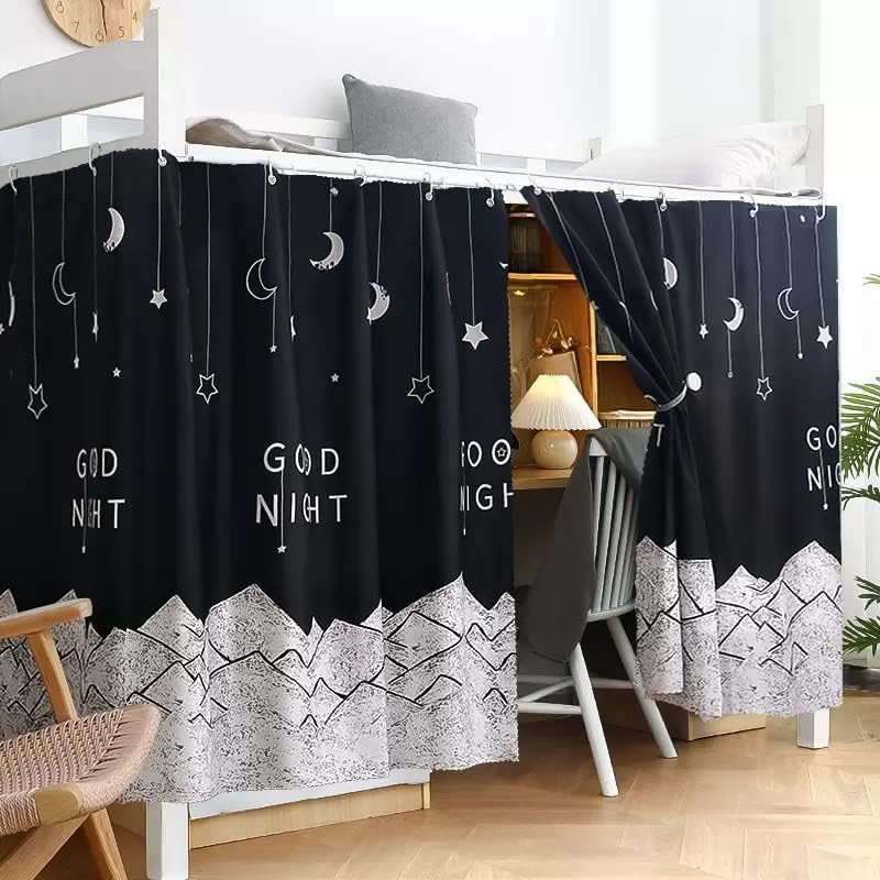 SIQITECHNO 2 Pieces Upper/Bottom Bunk Bed Curtains Dorm Home Blackout Privacy Bed Cloth Curtain Shading Breathable Dustproof Bed Canopy with Rope and Buckles for Kids Teen Loft Bed Single Sleeper SIQITECHNO