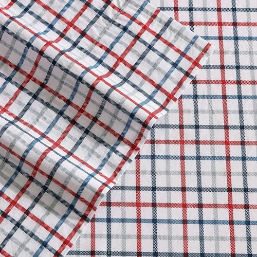 Nautica - Twin Sheet Set, Cotton Percale Bedding Set, Crisp & Cool, Lightweight & Breathable (Boating Tattersall Red, Twin) Nautica