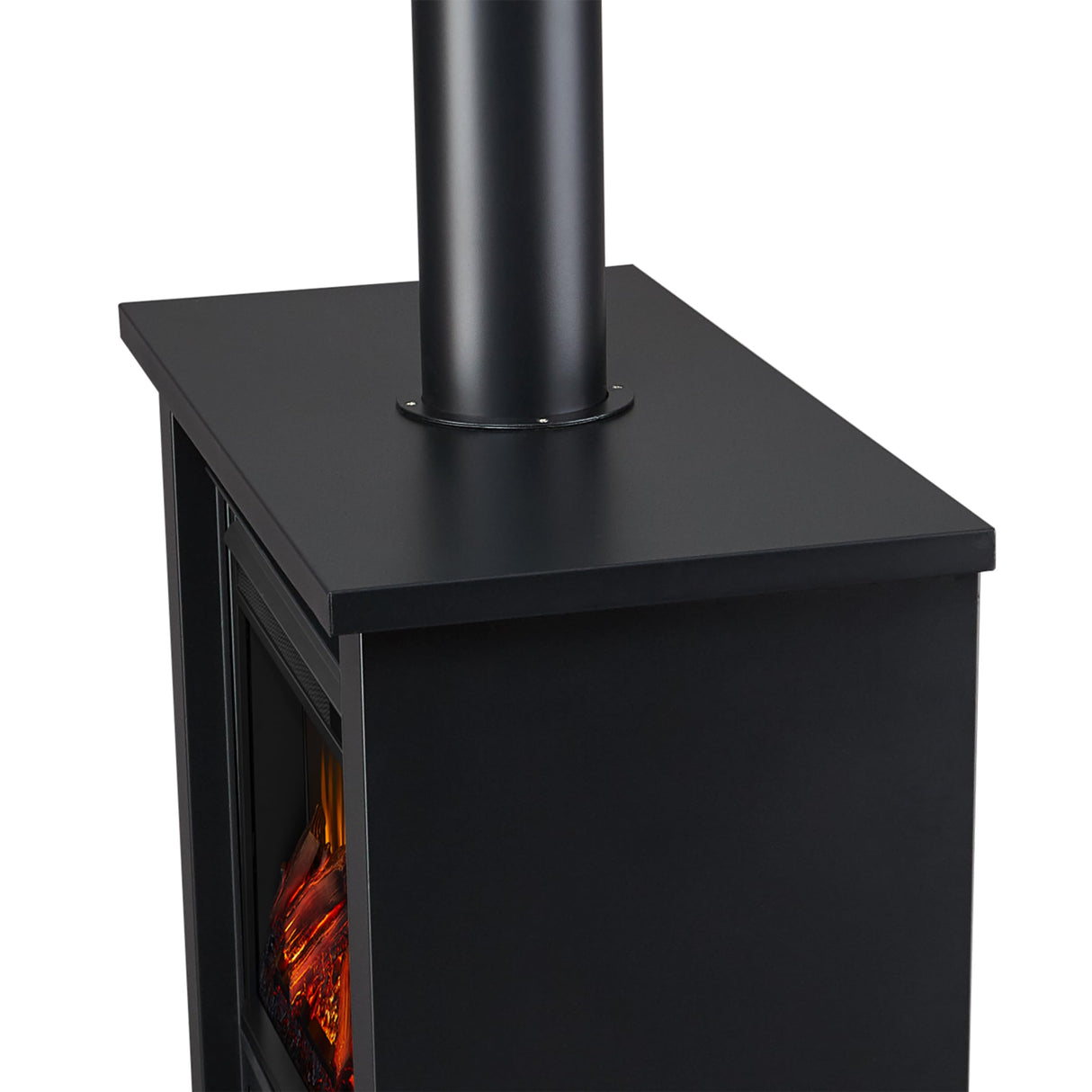 Real Flame Black Hollis Electric Fireplace - Freestanding with Remote Control - 6 Flame Colors & 5 Brightness Levels, Black Real Flame