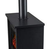 Real Flame Black Hollis Electric Fireplace - Freestanding with Remote Control - 6 Flame Colors & 5 Brightness Levels, Black Real Flame