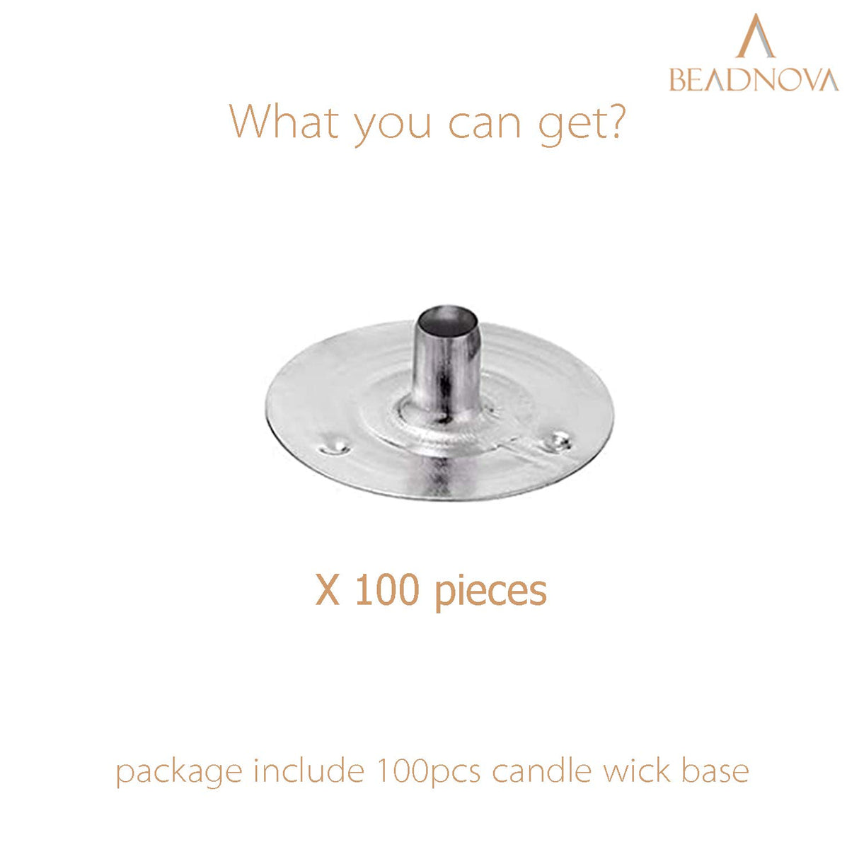 BEADNOVA Candle Wick Base 100pcs Candle Wick Cilps Sustainer Tabs for DIY and Making (12.5mm/ 0.5inch) BEADNOVA