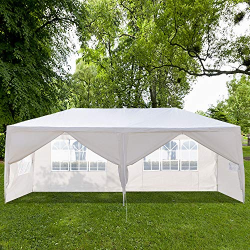 10' x 20' Party Tent,Wedding Tent with 6 Removable Sidewalls, Patio Canopy Tent, Outdoor Patio Gazebo with Spiral Tubes for Party,Wedding,BBQ, Waterproof (White, 10' x 20'-6 Removable Sidewalls) CIPACHO