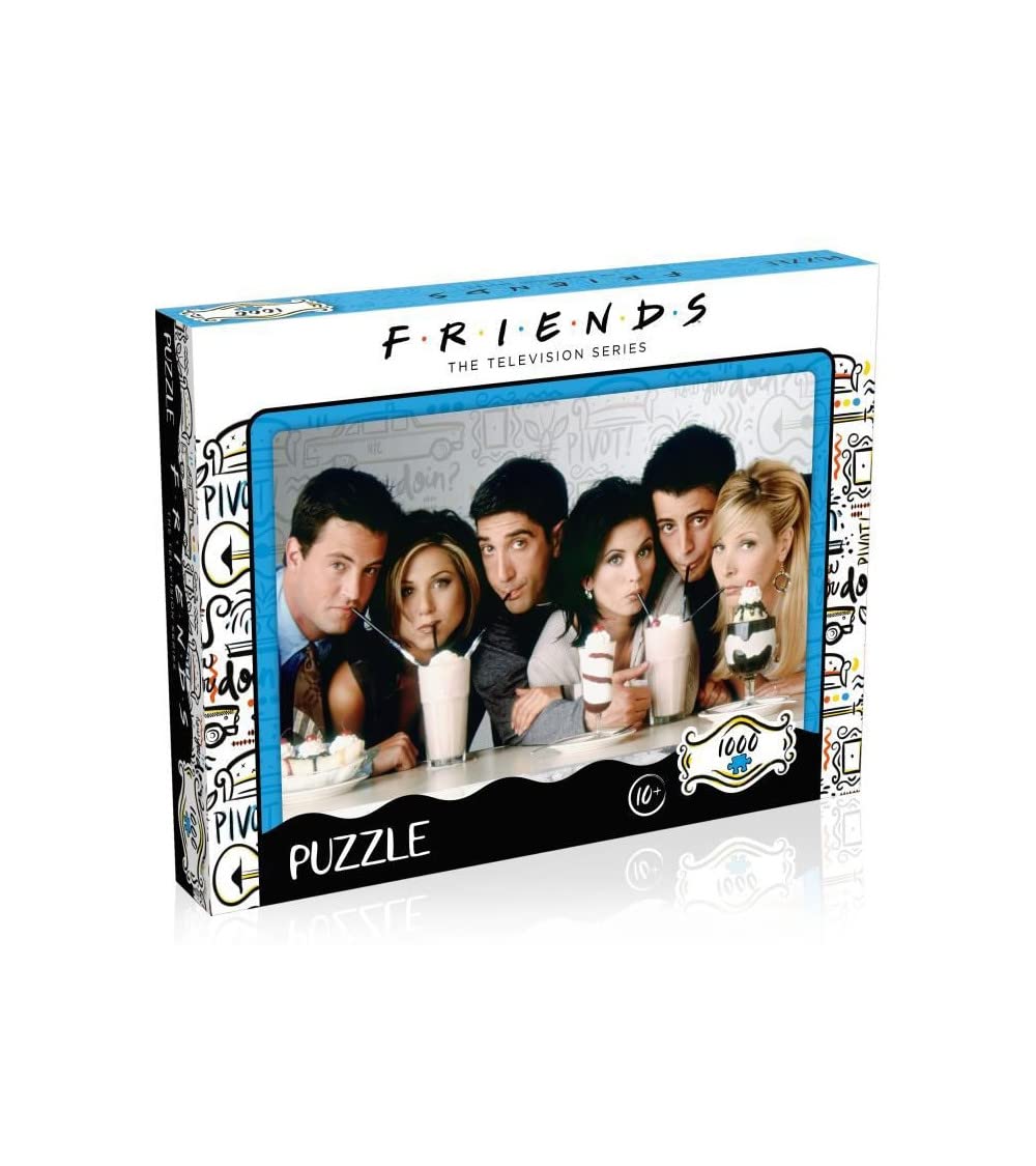 Top Puzzles Friends Milkshake 1000 Piece Jigsaw Puzzle Game, Assemble characters from the popular TV Series including Joey, Ross, Rachel, Chandler, Phoebe and Monica, gift for ages 10 plus Top Trumps