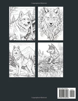 Wolves Coloring Book: Majestic Magical Stress Relief Wolf Coloring Pages | Beautiful & Cute Designs for Kids, Adults Teens | Mystical Greyscale Wild Animals Majosta