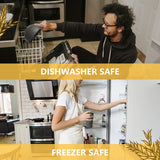 Teivio 32-Piece Kitchen Plastic Wheat Straw Dinnerware Set, Service for 8, Unbreakable Modern Dish Set - Dinner Plate/Dessert Plate/Cereal Bowl/Cup, for Apartment Essentials, Outdoor Camping,Black Teivio