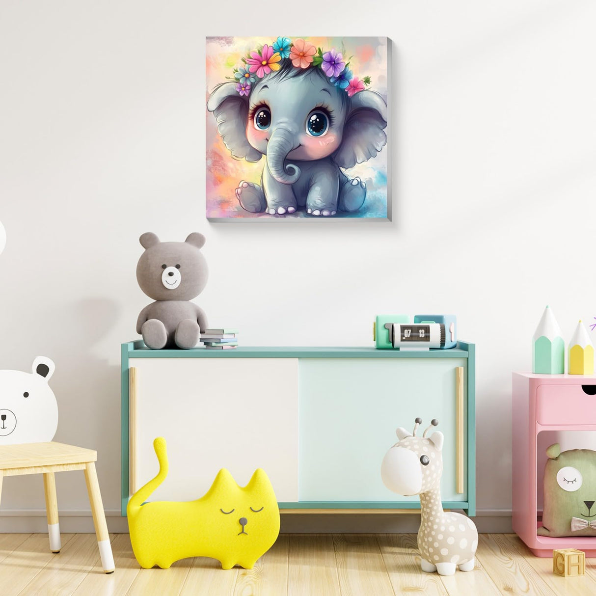 Reivworl Paint by Numbers Kit for Kids with Frame and Easel, Elephant Paint by Number Kids Age 5-8-12, Paint by Numbers Gifts and Home Decor (8X8 Inch) Reivworl