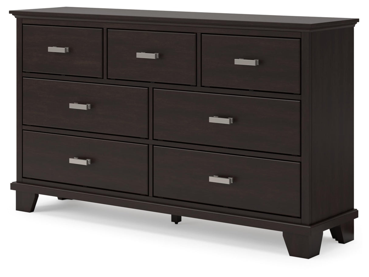 Signature Design by Ashley Covetown Contemporary 7 Drawer Dresser with Safety Stop for Bedroom, Dark Brown Signature Design by Ashley