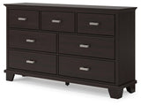 Signature Design by Ashley Covetown Contemporary 7 Drawer Dresser with Safety Stop for Bedroom, Dark Brown Signature Design by Ashley