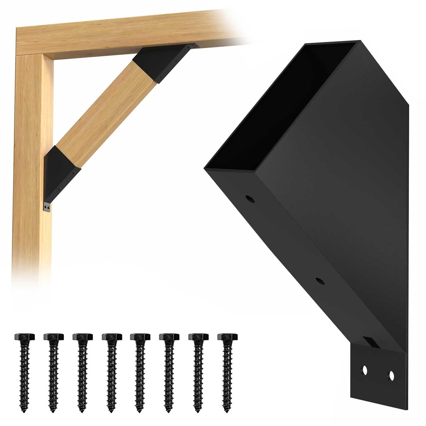 ORIGLE Pergola Brackets, 45-Degree Angle Support Bracket, Heavy Duty Connector Brace for 2''x4'' Wood Posts (8)