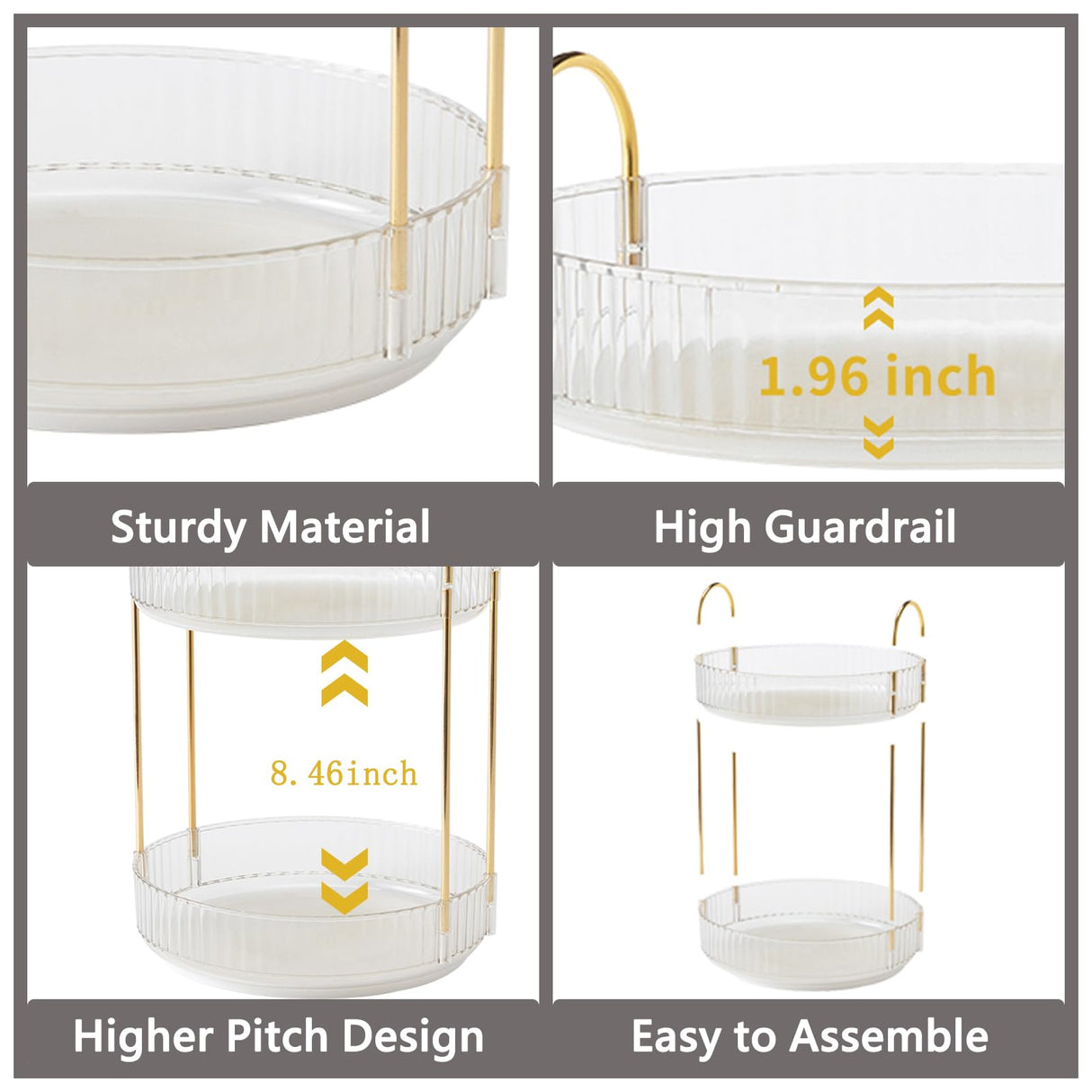 Asayuee 360 Rotating Makeup Organizer,2 Tier Large Capacity Make Up Organizers and Storage,Skincare Perfume Vanity Organizers,Bathroom Cosmetics Storage Organizer Countertop(Clear-2 Tier) Asayuee