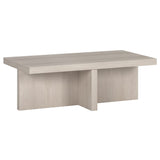 Henn&Hart 44" Wide Rectangular Coffee Table in Alder White, for Home, Living Room, Bedroom, Entertainment Room, Office Henn&Hart