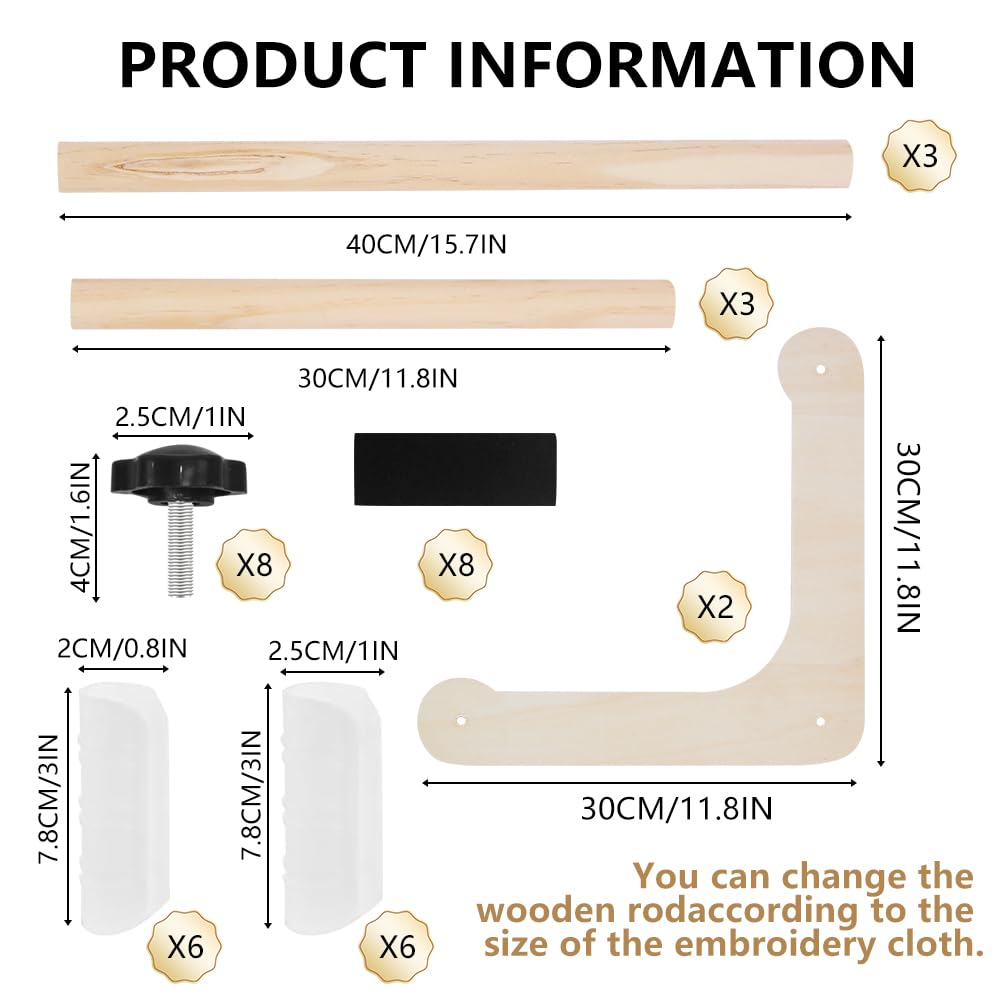 Adjustable Embroidery Table Stand, Cross Stitch Hoop Stand, Wood Embroidery Holder for Lap or Table Top Cross Stitch or Tapestry Needlepoint Embroidery, 2 Sizes Rod ( 11.8" and15.75) LKCXMZP