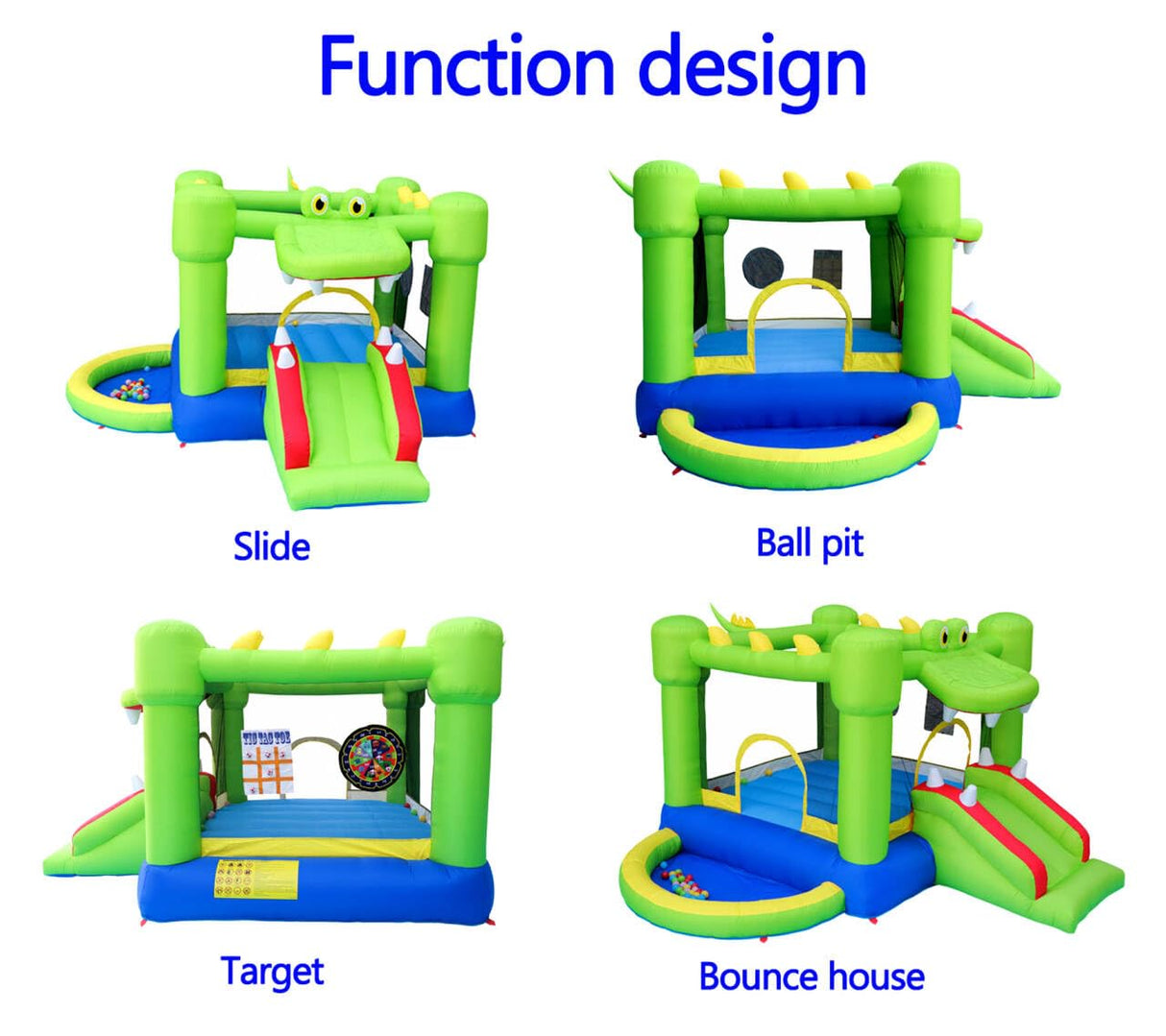 Inflatable Bounce House with Slide, Jumping Castle with Blower and Ball Pit House, Two Dart Target Game NC